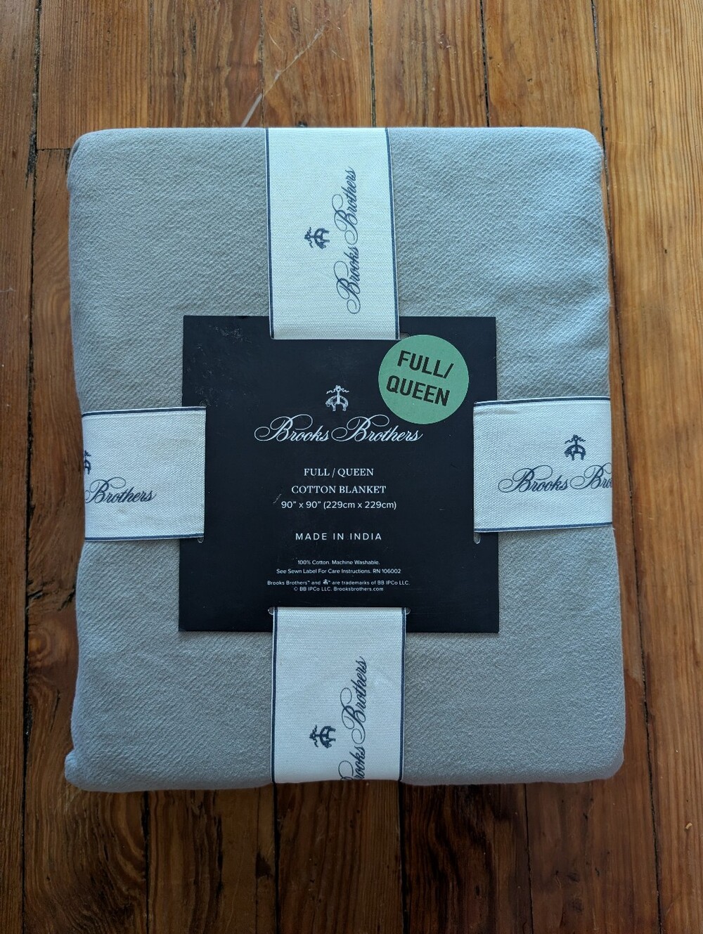 NWT Brooks Brothers Cotton Blanket in Light Gray Full Queen Bed Sz Luxury‎